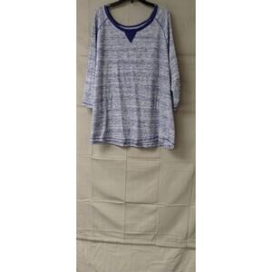 Woman Within Womens Top 3/4 Sleeve Raglan V Stitch Pullover Marled Purple 2X